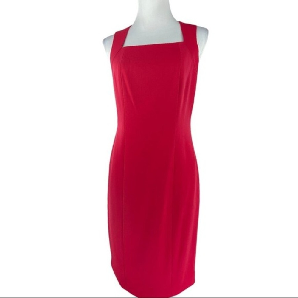 Insight New York Womens Fuchsia Pink Square Neck‎ Sheath Dress NWT 2